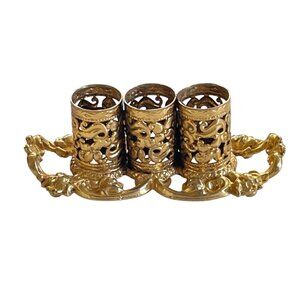 Vintage Stylebuilt N.Y. Gold-Plated Filigree Lipstick Holder with Ornate Design